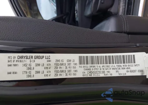 2014 Dodge Durango Limited from USA, damaged, VIN 1C4RDHDG2EC551389